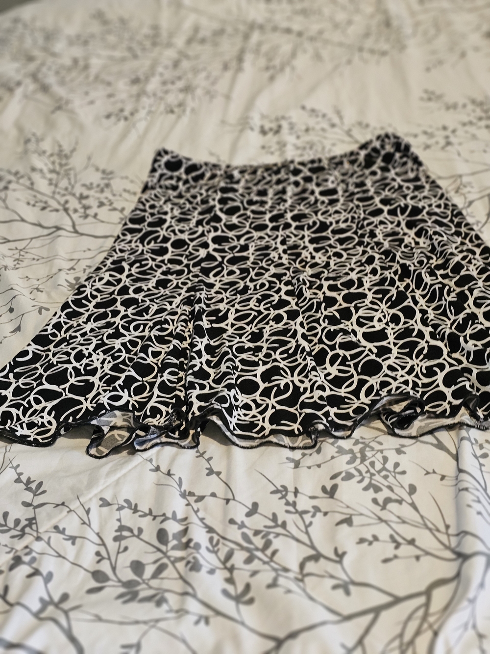 Lily Black and White Graphic A-Line Skirt